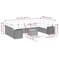 11-delige Tuinset met kussens poly rattan beige - thumbnail