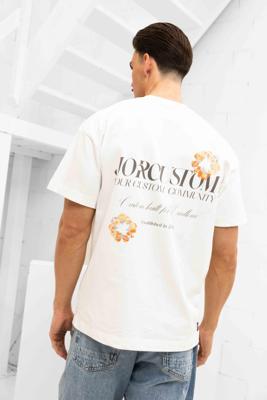 Jorcustom Flowers Loose Fit T-Shirt Heren Wit/Oranje - Maat L - Kleur: WitOranje | Soccerfanshop Jorcustom Flowers Loose Fit T-Shirt Heren Wit/Oranje - Maat L - Kleur: WitOranje | Soccerfanshop
