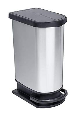 Rotho paso duo pedaalemmer 50l zilver/metallic Rotho paso duo pedaalemmer 50l zilver/metallic
