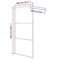 Inloopdouchewand 100x195 cm mat ESG-glas zwart - thumbnail