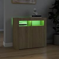 Dressoir met LED-verlichting 80x35x75 cm sonoma eikenkleurig - thumbnail