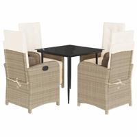 5-delige Tuinset met kussens poly rattan beige - thumbnail
