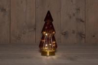 B.O.T. Tree Glass 10X23,5 cm Burgundy With Golden Base 10Led kerstverlichting Anna's Collection - Annas collection - thumbnail
