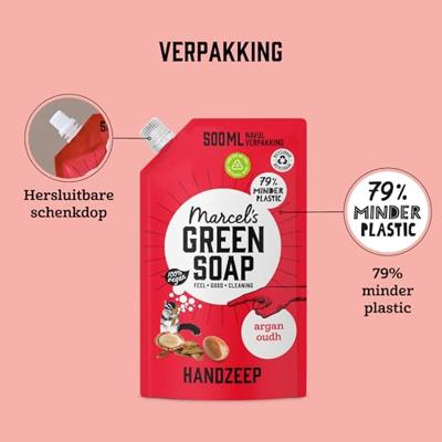 Marcel&apos;s Green Soap Handzeep argan & oudh 500ml navulzak