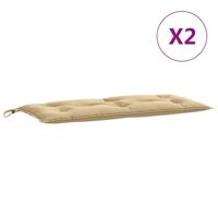 Tuinbankkussens 2 st 100x50x7 cm stof gemleerd beige - thumbnail