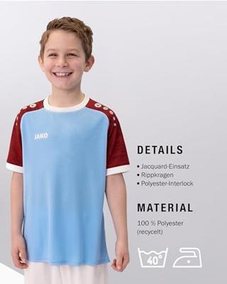 JAKO 4224K Shirt Iconic Km Kids - Zachtblauw/Wijnrood - 116