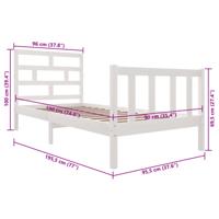 Bedframe massief grenenhout wit 90x190 cm - thumbnail