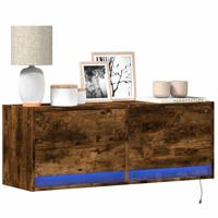 Tv-wandmeubel met LED-verlichting 100x31x35 cm gerookt eiken - thumbnail