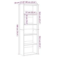 Boekenkast 60x30x189 cm spaanplaat zwart eikenkleurig - thumbnail