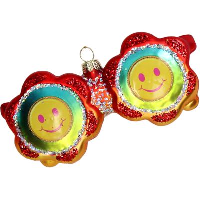 Ornament kerstbal Retro Zonnebril Glas Rood 12.7 cm HD Collection - Hd collection