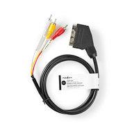 SCART - RCA-Kabel | SCART Male | 3x RCA Male | 2,0 m | Zwart - thumbnail