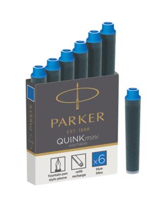 Parker Quink Mini inktpatronen blauw, doos met 6 stuks