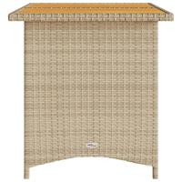 Tuintafel met houten blad 110x68x70 cm poly rattan beige - thumbnail