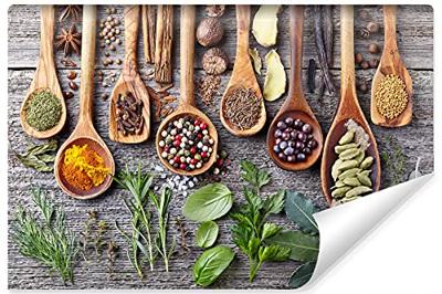 Fotobehang - Kruiden en specerijen op een plank, keuken, 11 maten, inclusief behanglijm