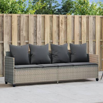 Ligbed met kussen poly rattan lichtgrijs Ligbed met kussen poly rattan lichtgrijs