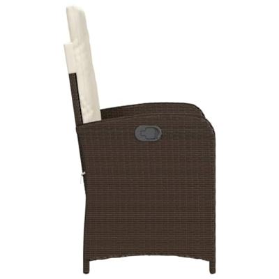 Tuinstoel verstelbaar met kussens poly rattan bruin