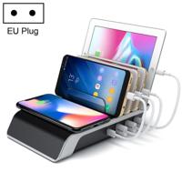 4 USB poorten Qi standaard draadloze oplader telefoon Desktop Stand houder voor iPhone Huawei Xiaomi HTC Sony en andere Smart Phones EU Plug - thumbnail