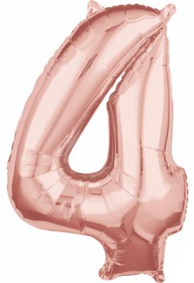 Amscan Folie ballon cijfer 4 rosé goudkleurig 66 cm | 40 stuks