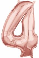 Amscan Folie ballon cijfer 4 rosé goudkleurig 66 cm | 40 stuks - thumbnail