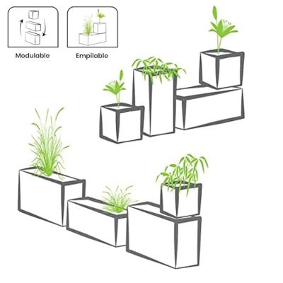 Ronde bloempot - EDA - Volcania Up - 32,5 L - Binnen/buiten - Steenmotief - Ø 38,5 x H 36,8 cm - Antracietgrijs