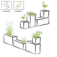 Ronde bloempot - EDA - Volcania Up - 32,5 L - Binnen/buiten - Steenmotief - Ø 38,5 x H 36,8 cm - Antracietgrijs - thumbnail