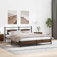 Bedframe zonder matras metaal bruin eikenkleur 180x200 cm - thumbnail