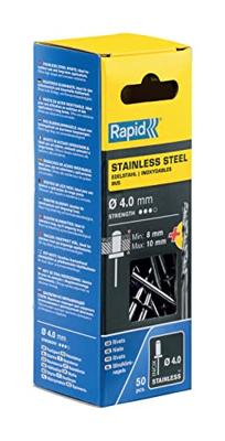 Rapid Blindklinknagels RVS | Ø4 x 14 mm | Incl. Boor | 50 Stuks - 5000395 Rapid Blindklinknagels RVS | Ø4 x 14 mm | Incl. Boor | 50 Stuks - 5000395