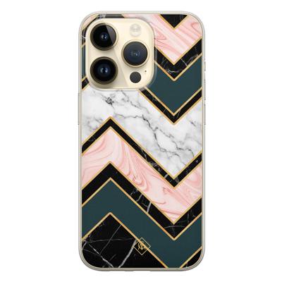 iPhone 14 Pro siliconen hoesje - Marmer triangles iPhone 14 Pro siliconen hoesje - Marmer triangles