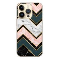 iPhone 14 Pro siliconen hoesje - Marmer triangles - thumbnail