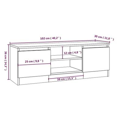 Tv-meubel met deur 102x30x36 cm gerookt eikenkleurig