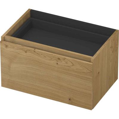 INK - Onderkast 1L met Binnenlade Greeploos Houten Keerlijst Fineer Zonder Sifonuitsparing in Binnenlade - 700x450x400 Mm - Natur Fineer