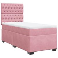 Boxspring met matras fluweel roze 120x200 cm - thumbnail