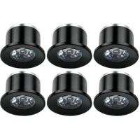 LED Veranda Spot Verlichting 6 Pack - Velvalux - 1W - Natuurlijk Wit 4000K - Inbouw - Rond - Mat Zwart - Aluminium - Ø31mm - thumbnail