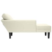 Chaise longue met kussen&rechterarmleuning fluweel crmekleurig - thumbnail