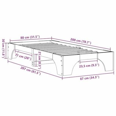 Bedframe Wasbruin 80 x 200 cm Massief grenenhout Bedframe Wasbruin 80 x 200 cm Massief grenenhout