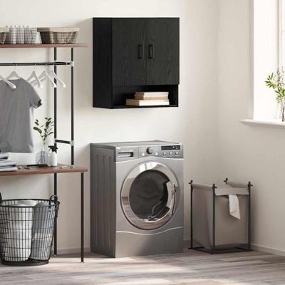 Wandkast Zwart eiken 60 x 31 x 70 cm Bewerkt hout