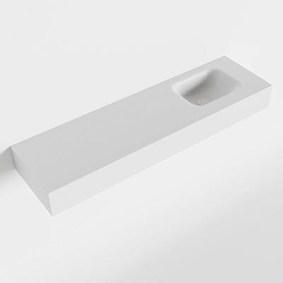 MONDIAZ LEX Talc vrijhangende solid surface wastafel 110cm. Positie wasbak rechts MONDIAZ LEX Talc vrijhangende solid surface wastafel 110cm. Positie wasbak rechts