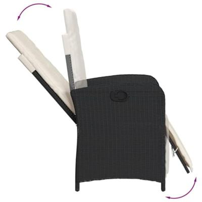 Tuinstoelen 2 st verstelbaar met voetensteun poly rattan zwart