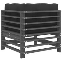 Hoekbanken 2 st met kussens massief grenenhout grijs - thumbnail