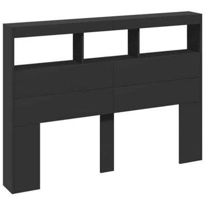 Hoofdbordkast met LED-verlichting 140x17x102 cm zwart