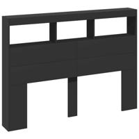 Hoofdbordkast met LED-verlichting 140x17x102 cm zwart - thumbnail
