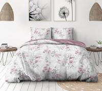 Dekbedovertrekset 140x200 cm HOME LINGE PASSION POMPADOUR: Dekbedovertrek + 1 kussensloop - 100% Katoen 57 Draden - Wit/roze - thumbnail