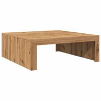 Salontafel 100x100x35 cm bewerkt hout artisanaal eikenkleurig - thumbnail