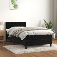 Boxspring met matras fluweel zwart 80x200 cm - thumbnail