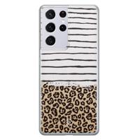 Samsung Galaxy S21 Ultra siliconen telefoonhoesje - Leopard lines - thumbnail