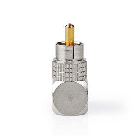 Mono-Audioadapter | RCA Male | RCA Female | Verguld | 90° Gehoekt | Metaal | Gun Metal Grijs / Metaal | 2 Stuks | Window Box