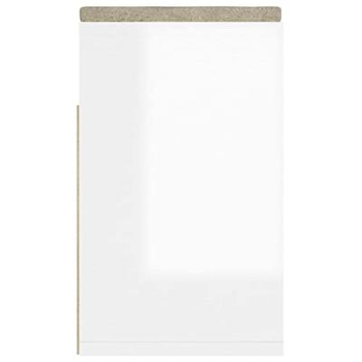 VidaXL Schoenenbank met kussen 104x30x49 cm bewerkt hout hoogglans wit