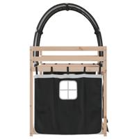 Stapelbed met gordijnen 90x200 cm grenenhout wit en zwart - thumbnail