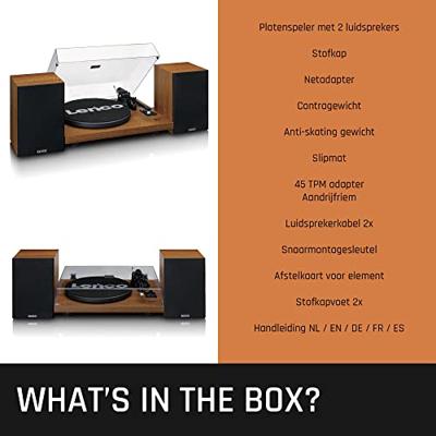 Platenspeler met ingebouwde versterker en Bluetooth® plus 2 externe luidsprekers Wood