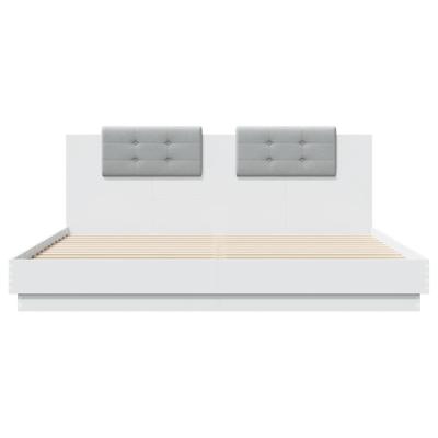 Bedframe met hoofdeinde bewerkt hout wit 200x200 cm